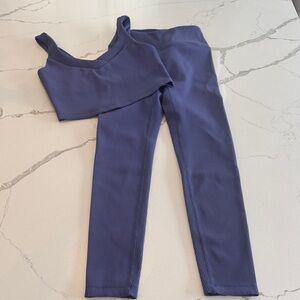 Beyond Yoga Eternal Blue Ribbed Leggings & Cropped Tank Set